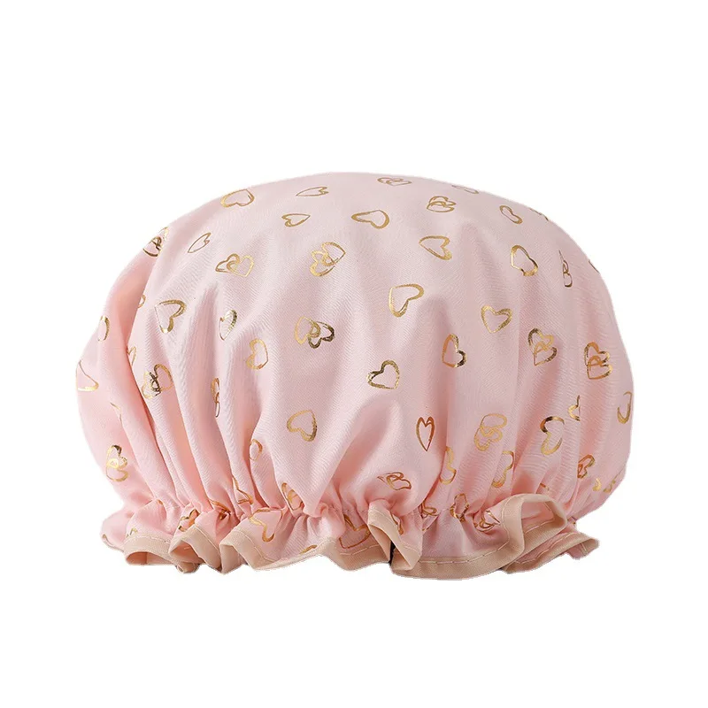 Hot Sale Double Layer Reusable Bath Shower-Caps For Women Long Hair Elastic Shower-Cap