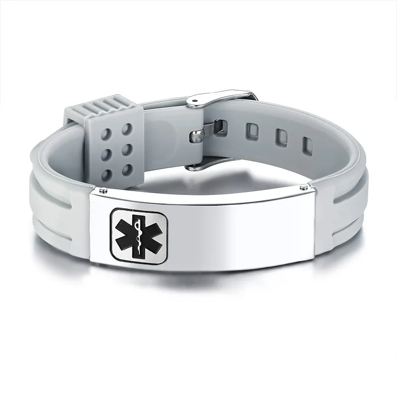 Emergency Bracelet Wristband Awareness Allergy First Aid Stainless Steel Jewelry