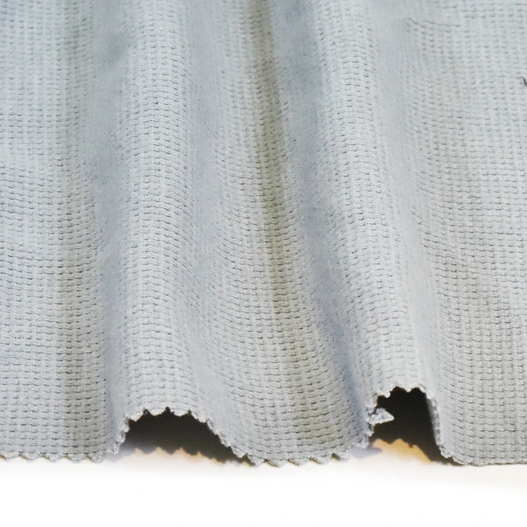 Durable CVC Inflexible Cotton Polyester Medium Weight Waffle Fleece Fabric