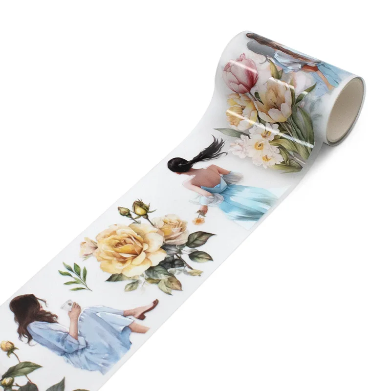 2M/Roll Handbook Tape Floral Light Retro Character Series Handbook DIY Material Wholesale PET Special Tape