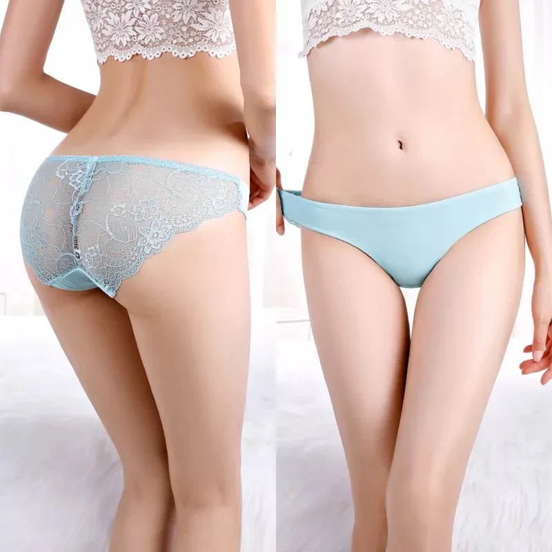 
Women underwear Mulcolour Sexy Satin Ice Silk Underwear Women Seamless Lace Panties 