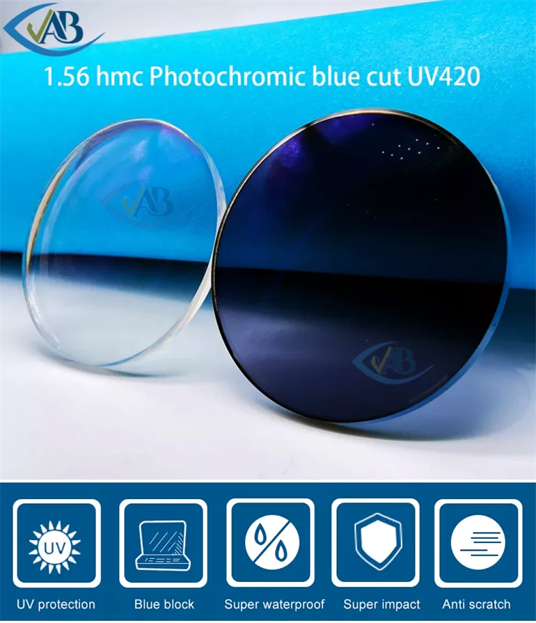 Eyeglasses Lens Blue Light Blocking Glasses SHMC Blue Cut UV420 Photo Chromic Optical Lens Photo Grey Lens