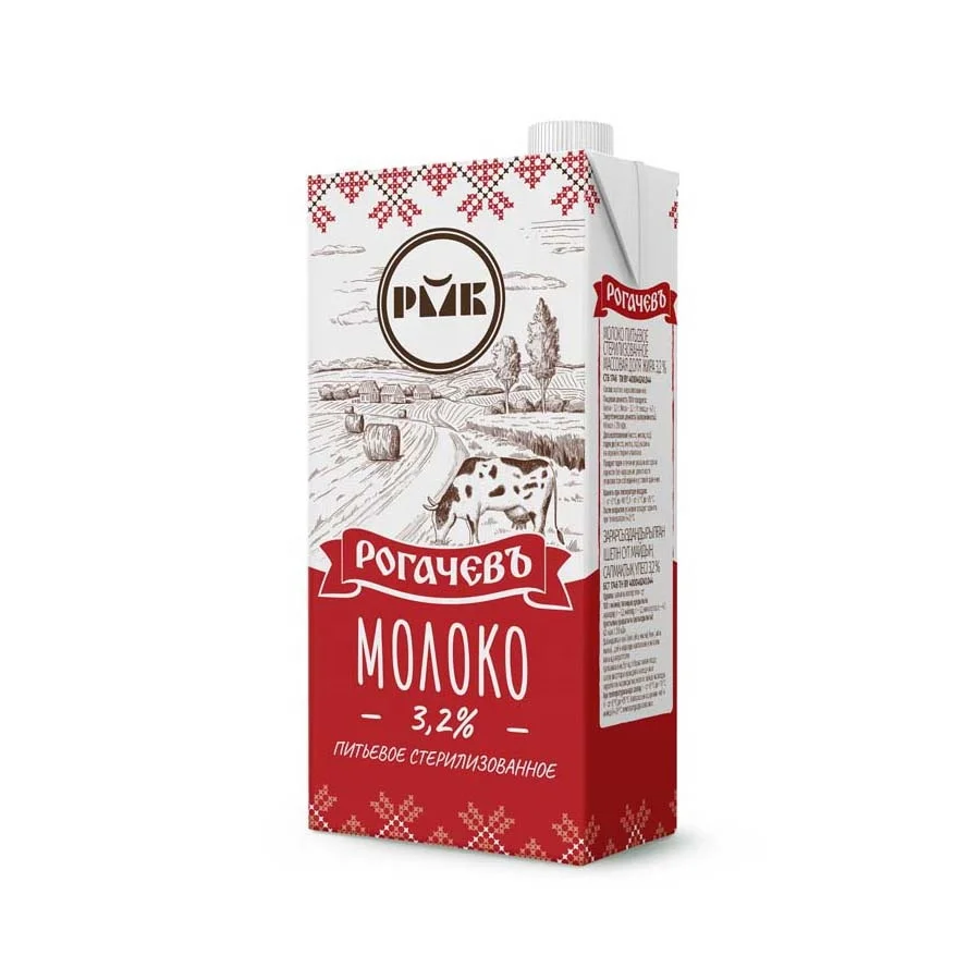 Sterilized drinking milk, 3,2% fat 1000 g/ natural dairy products Natural pasteurized fluid milk for food