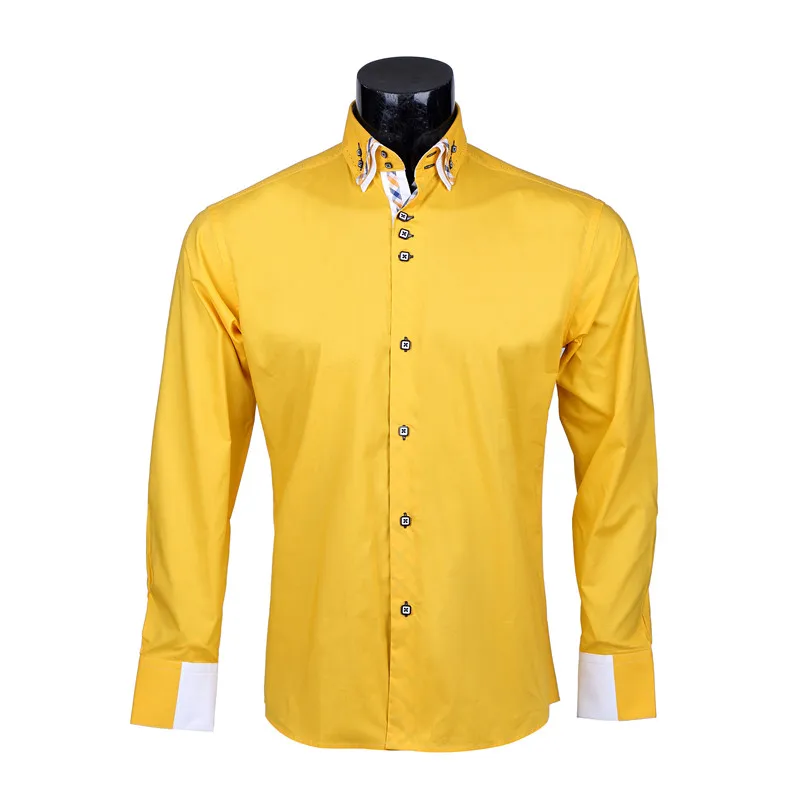 2022 In Stock latest Italian fashion 100 cotton dyed double collar men shirts