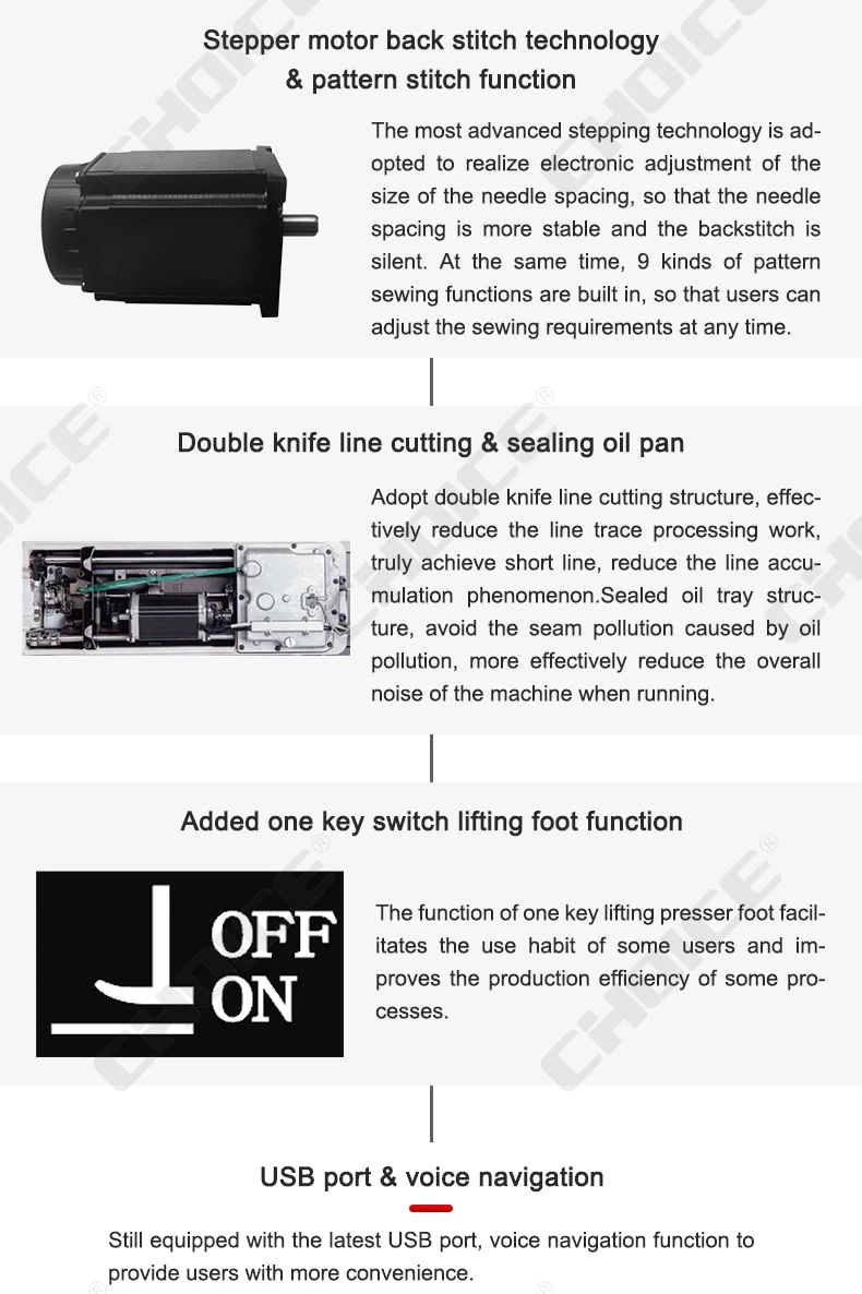Golden Choice R8X Computerized single needle industrial lockstitch sewing machine with auto trimmer