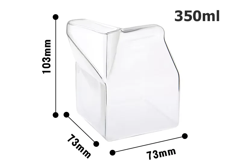 High Borosilicate 350ML Milk Glass Box Shaped Glass Milk carton container Cup Handmade Milk Box