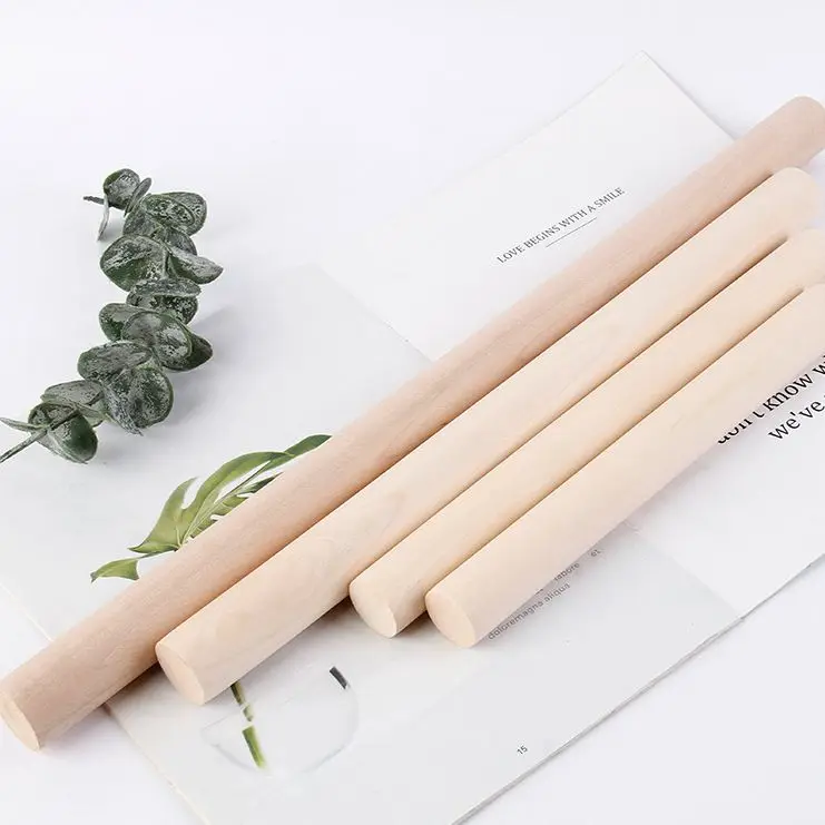 Theaceae Solid Wood Household Baking Tool Dumplings Stick Wooden Linen Textured  Embossed Child Pastry Small Roll Pin For Kid
