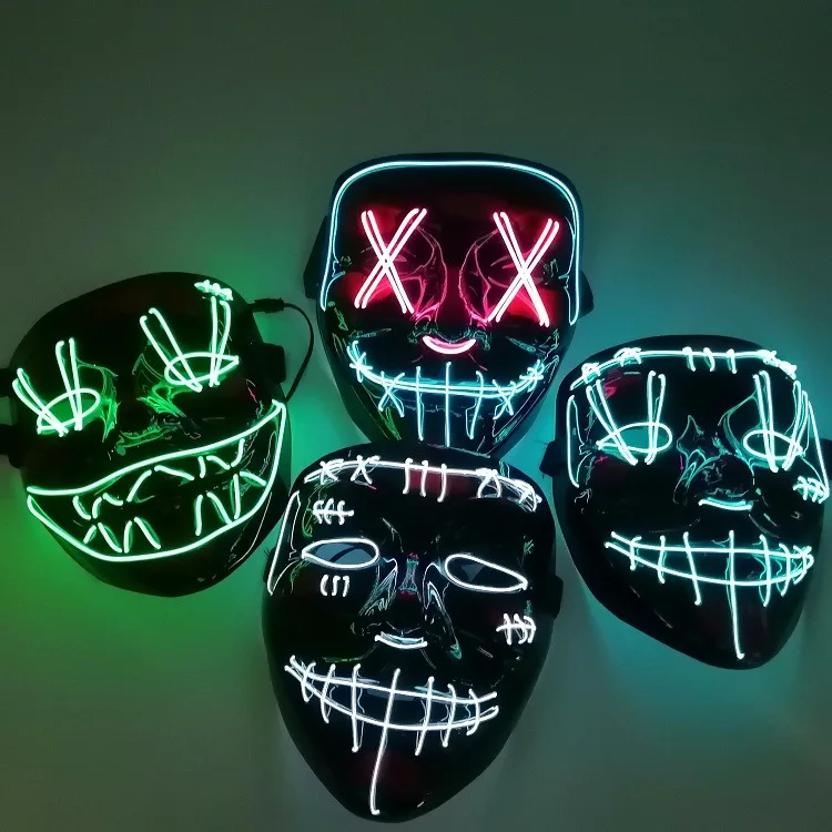 Halloween Decoration Eve Props Horror Mask LED Glowing Mask For Halloween Party