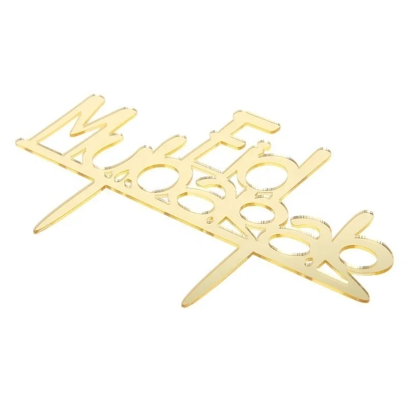 Custom Ramadan Kareem Eid Mubarak Muslim Islamic Arabic Gold Acrylic Cake Topper For Eid Mubarak Party Decoration