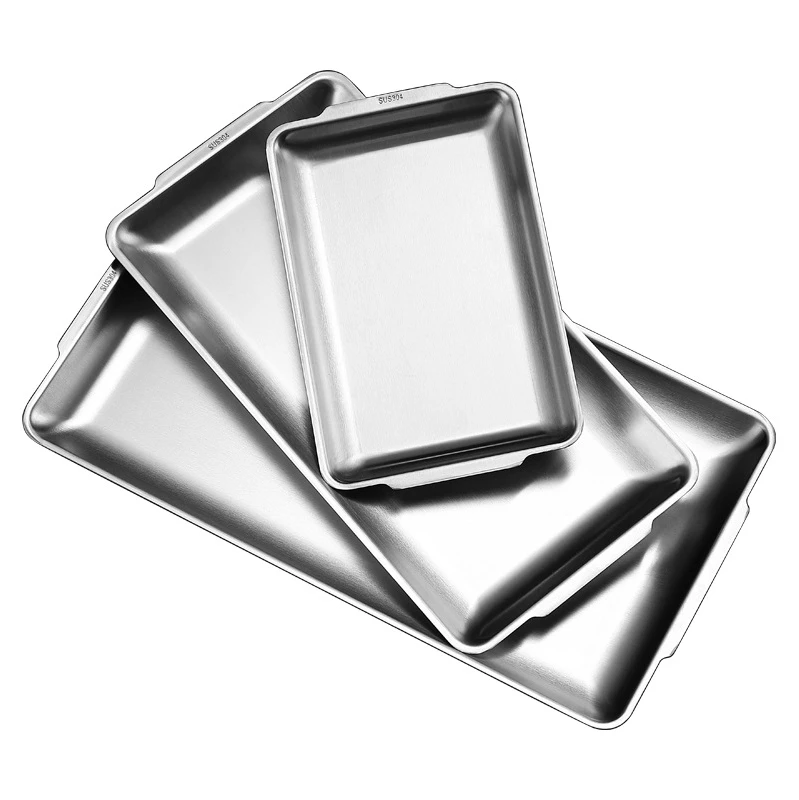 
304 food grade stainless steel rectangular Korean style baking plate 