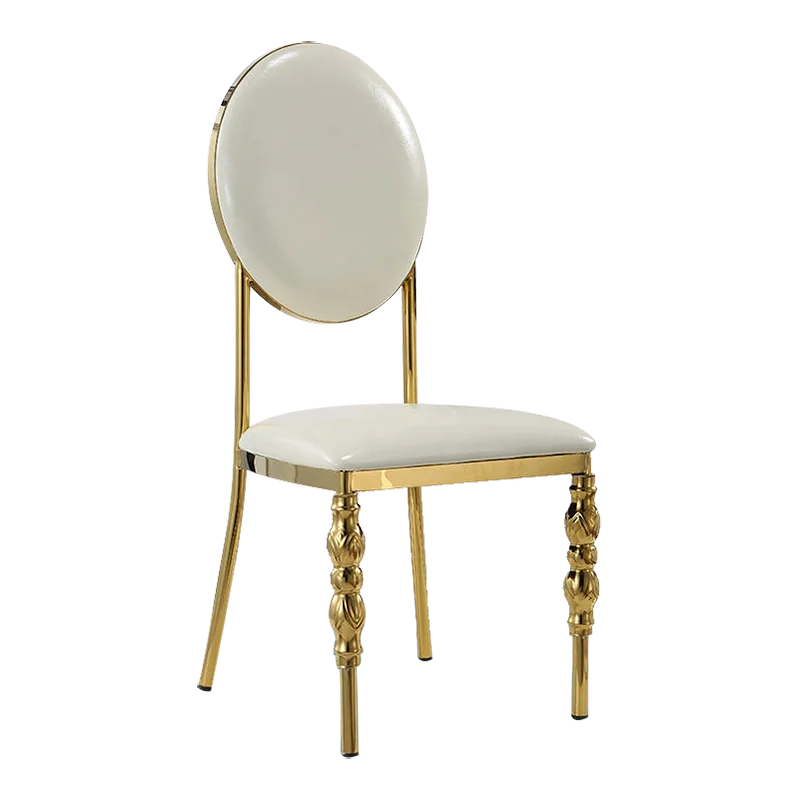 Outdoor Minimalist Rental Stainless Steel Gold Stacking Round Back Dining Furniture Wedding Party Event Dinning Chairs