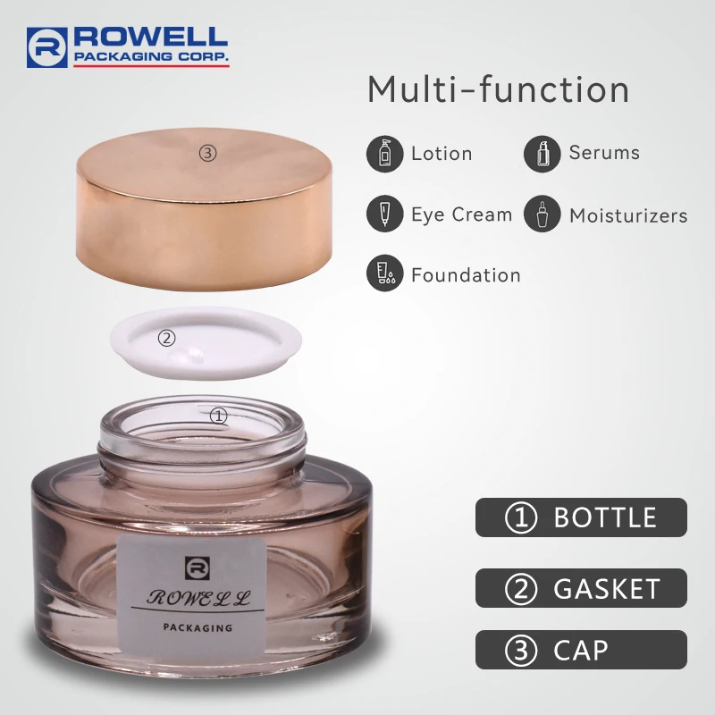 2022 Hot Sales 100ml Lotion Pump Glass Bottle with ALU Gold Press Pump Packaging