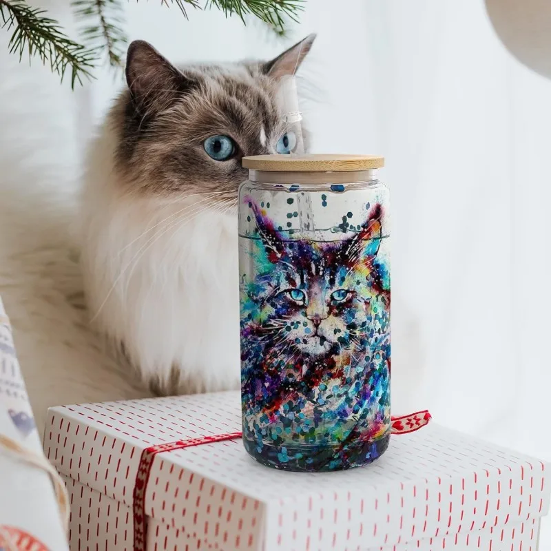 Sublimation Snowglobe Glassware Cup Snow Globe Water Bottle Iced Coffee Mug Double Wall Beer Can Tumbler With pre drilled hole