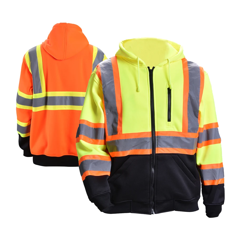 Fonirra ANSI Grade3 pullover high visibility jacket reflective mens hoodies safety sweatshirts