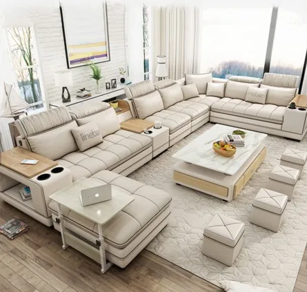 Modern Design Latest Sofas, Sectionals U Shape Sofa Luxury Sofa Set Furniture