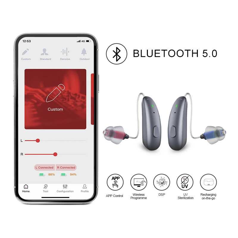 Self-fitting App Control Hearing Aid Wholesale Bluetooth RIC Hearing Aid