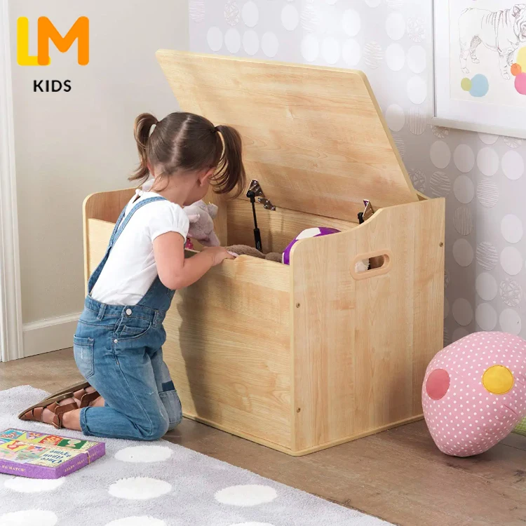 LM KIDS Factory wholesale Baby Room Wood MDF Children Kids Toy Storage Box with Bench, Wooden Toy Box Chest Storage Toy Box