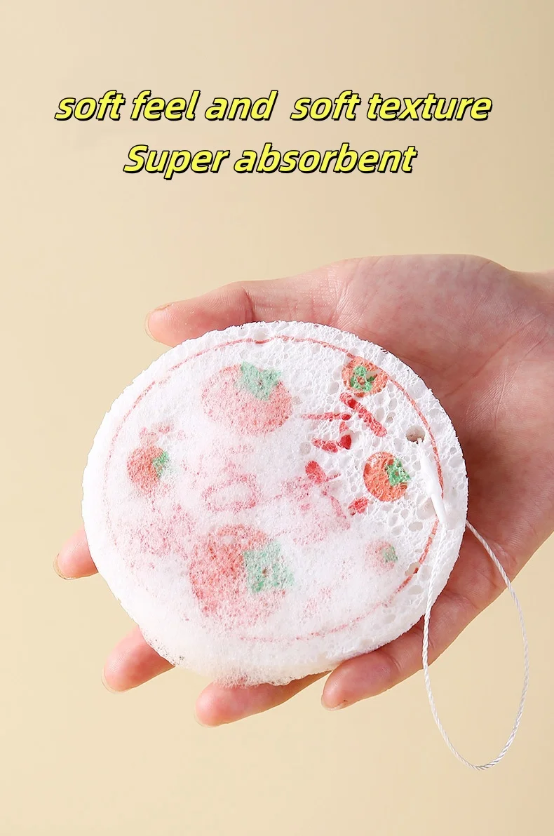 Biodegradable Sustainable Customizable Kitchen Sponge Round Wood Pulp Cellulose Compressed Kitchen Sponge