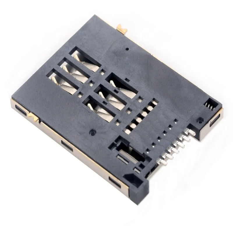 MUP 6 PIN SMT   push push TYPE H1.80mm sim card adapter connector  PCB solder card reader socket for mobile phone  POS terminal