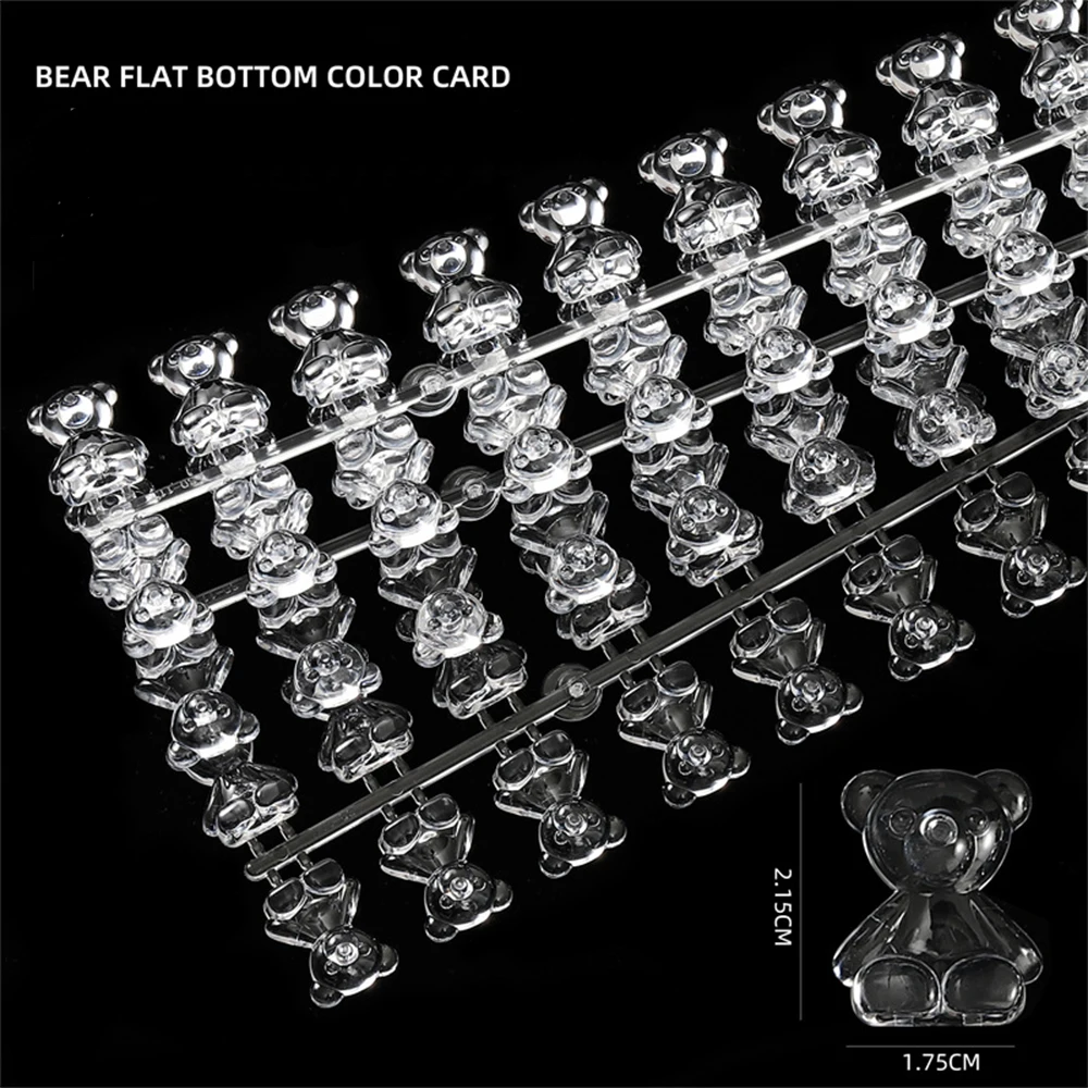 120pcs Cute Transparent Bear Display Shelf Nail Polish Acrylic UV Gel Showing Color Card Flat Bottom Nail Tips Display Board
