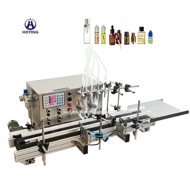 6 Heads Automatic Oral Liquid Essential Oil Solvent Glass Vial Small Bottle Filling Machines With Conveyor For Perfume