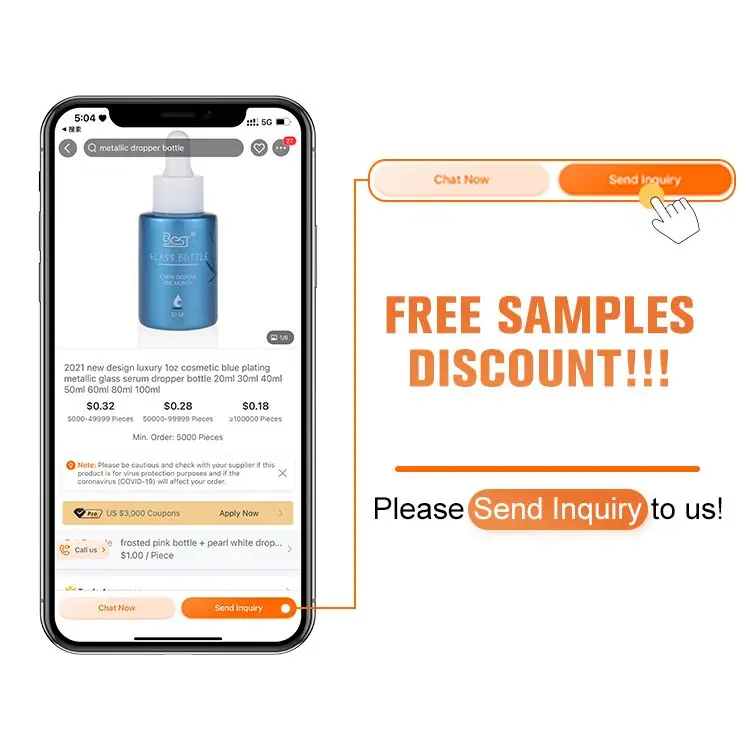 Dropper Bottles Essential Oil Serum Bottle Glass Plastic Luxury Screen Printing with Cosmetic Packaging Paper Box Black 3-5days