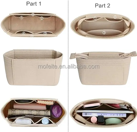 factory customized Makeup Pocketbook Organizer Insert Divider Shaper Bag