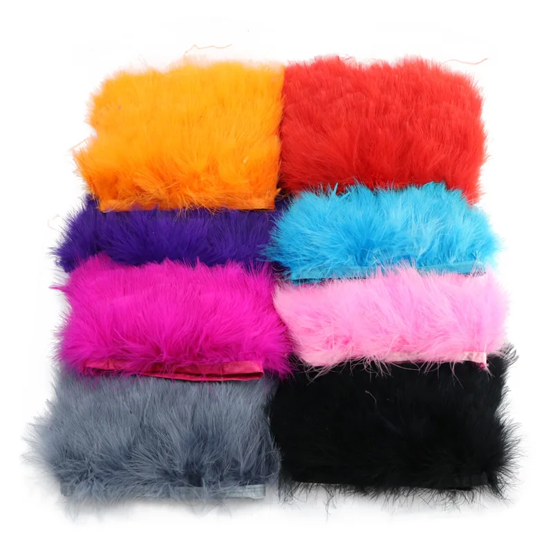 8-10cm Natural Turkey Feather Trim Garment Sewing Fabric for Wedding Evening Dress Decorative Ribbon Feather Craft