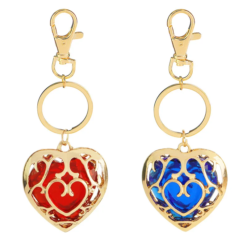 Game The Legend Of Zelda Heart-shaped Hollow Alloy Crystal Keychain for Women Girl Gift