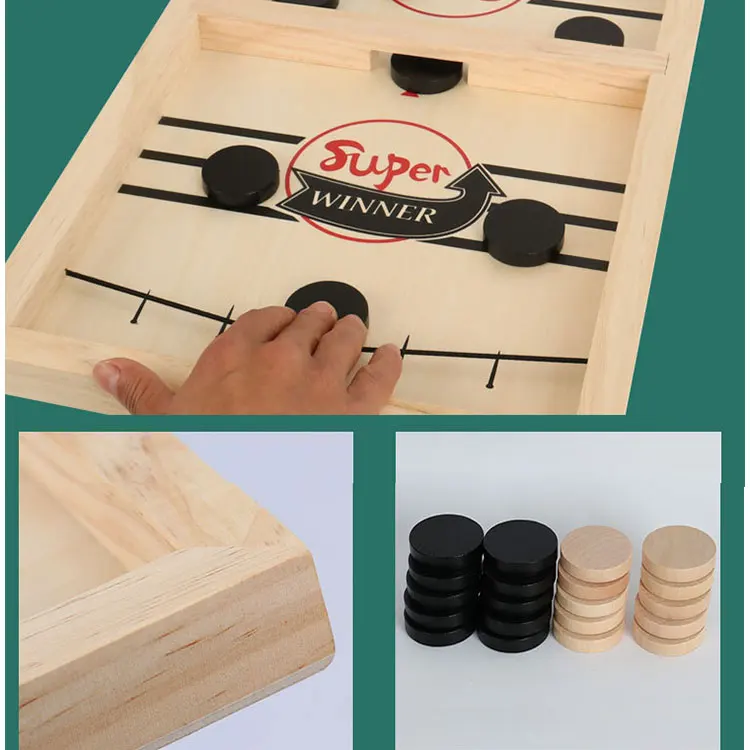 2021 Fast Sling Puck Board Competitive Game Paced Wooden Table Hockey Winner Games Interactive Chess Toys Desktop Battle Game