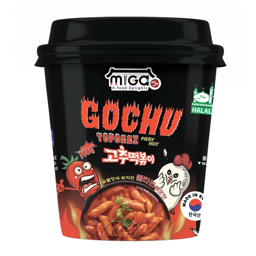 Korean High Quality Wholesale Bulk Price Chewy Instant Food CHU LUV Extra Hot Spicy Fried Rice Cake Topokki Tteokbokki