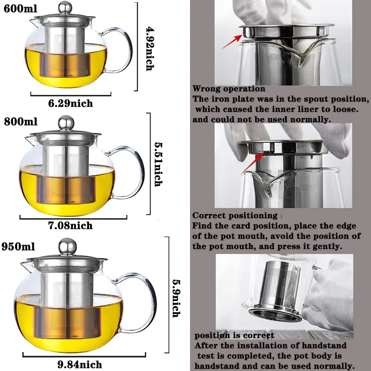 Переносной чайник из боросиликатного стекла 800-1000 мл