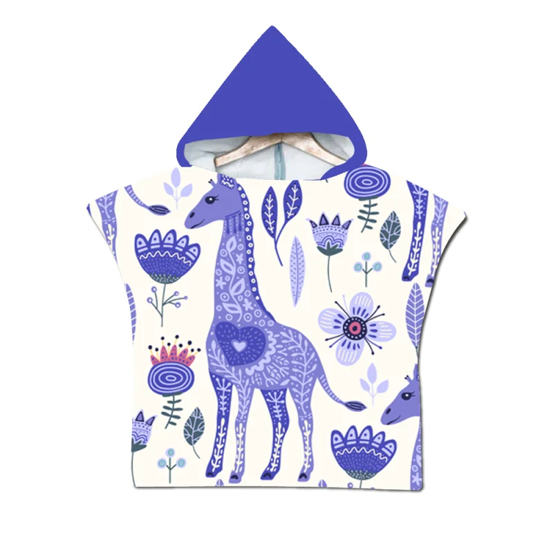 Hot Sell Wholesale Kids Hooded Towel Beach Surf Poncho Kids Hooded Beach Towel