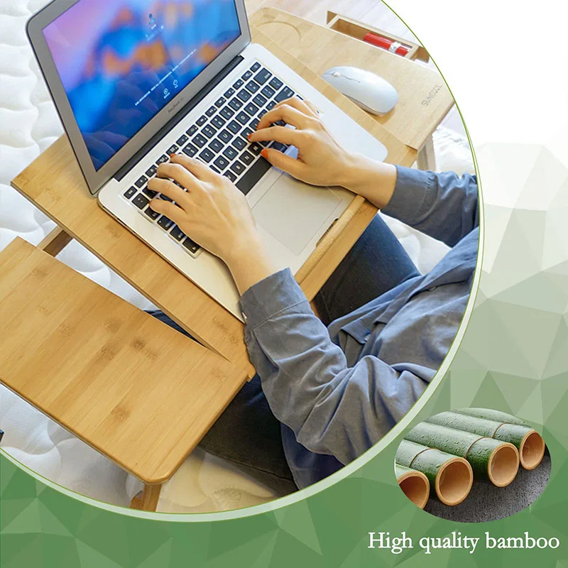 Bed Reading Table Stand Tray Laptop Table Drawer Adjustable Bamboo Home Furniture Carton Laptop Desk Computer Desk