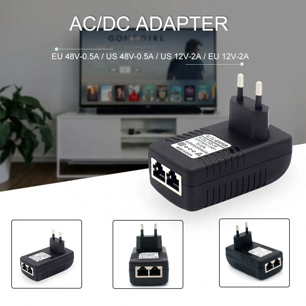 POE инжектор AC220V к DC12V 2A DC48V 0.5A Power Supply Over Ethernet Инжектор адаптер EU/UK/US на