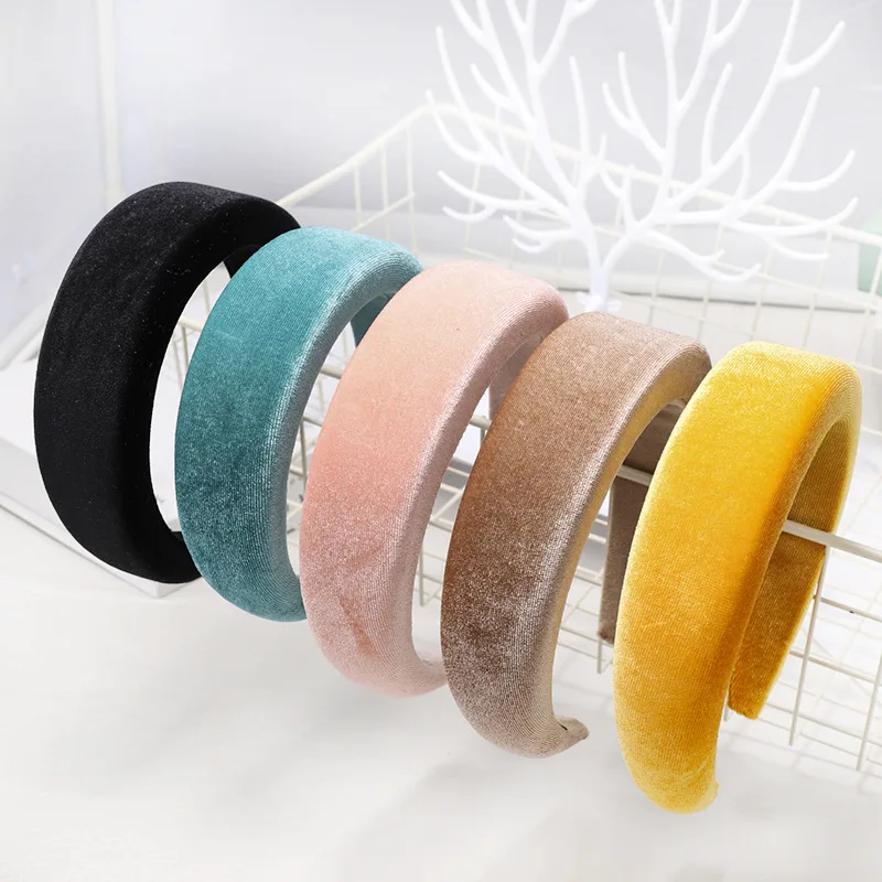European Winter Velvet Headband Trendy Solid Color Accessories For Girls Hair