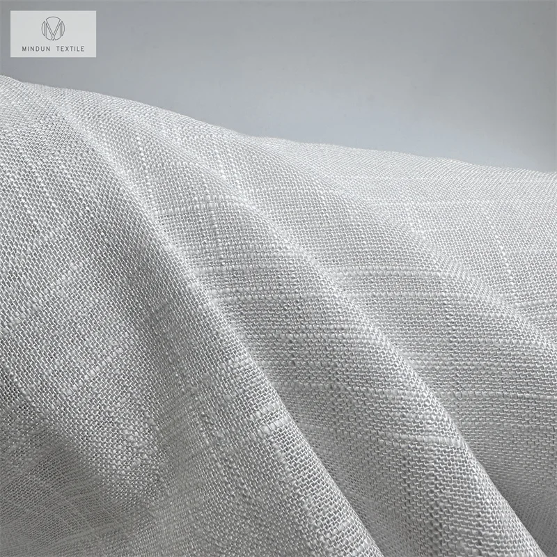 Mindun Factory Supply Cost-effective Linen Slub Style Transparent Tulle Sheer Voile Curtains For The Living Room