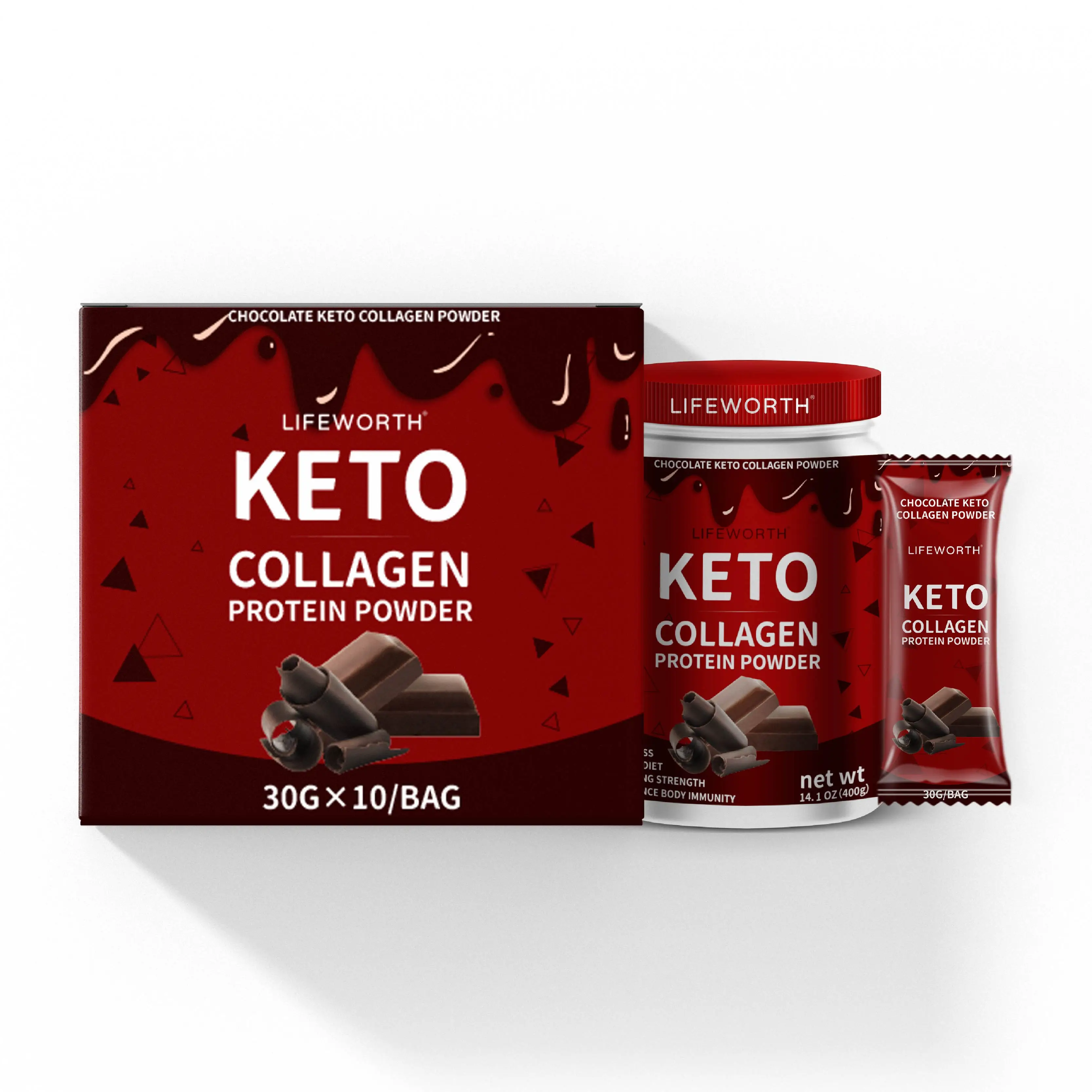 Lifeworth chocolate flavor keto weight loss collagen protein powder with mct oil oem