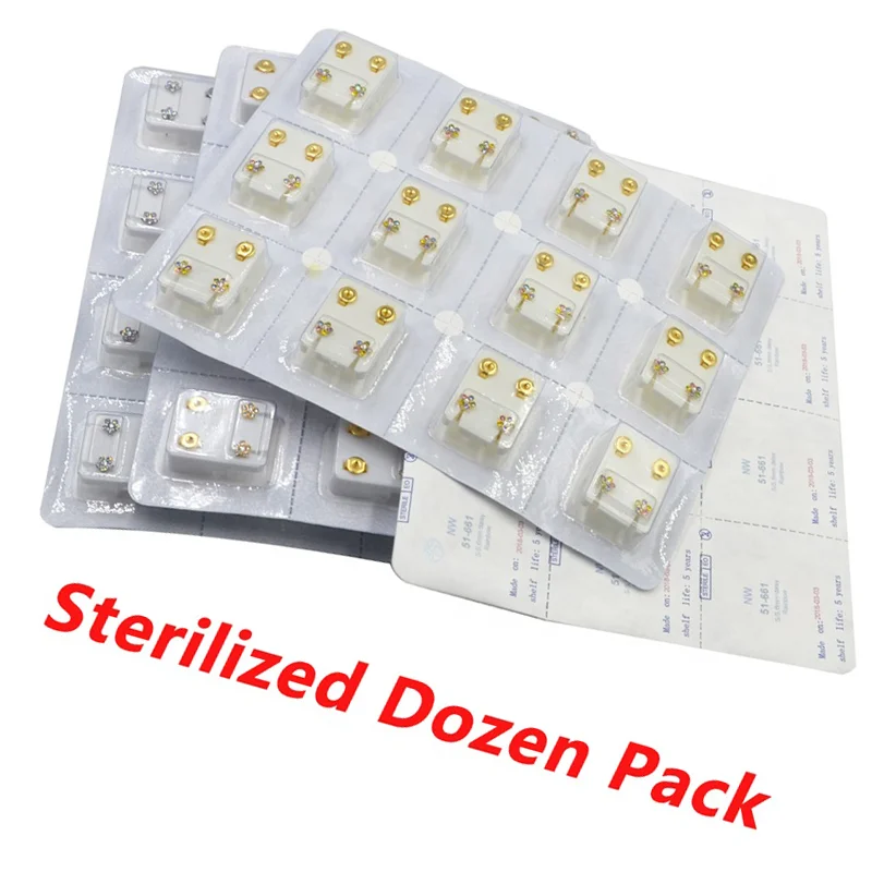 316L Steel &24K Gold Plated Ear Studs Ball Heart Star Sterilized Packaged Earrings Earrings Women Piercing Jewelry