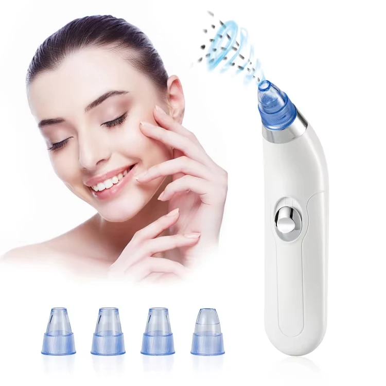 New Custom Skin Care Beauty Device Blackhead Remover Vacuum Pore Cleaner with 4 Suction Heads