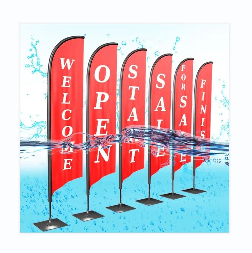 Free Samples Custom Print Soccer Roadside Outdoor Promotional Solid Orange Advertising Flying Banners Feather Flag