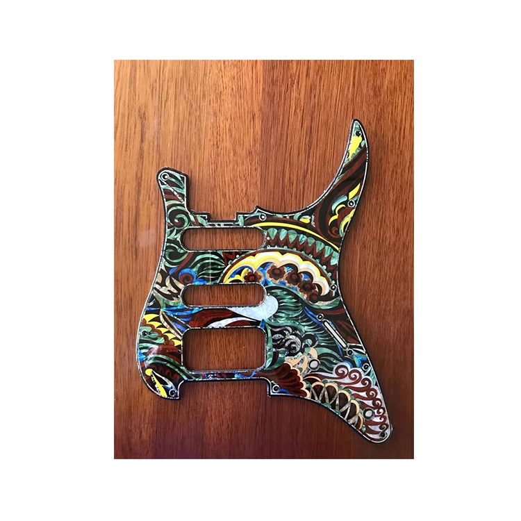 electric LP ST pickguards various natural wood Shell & wood and acrylic inlay Source guitar pickguards manufacturer