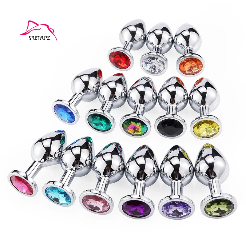 Sunfoo Free Sample Silver Anal Plug Stainless Steel With Jewel Cheap Anal Sex Toys Dilator Multi Size Crystal Butt Plug
