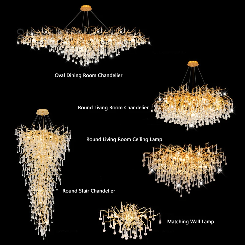Золотая алюминиевая люстра G9 для столовой, гостиной, роскошная люстра для лестницы, Хрустальный подвесной светильник, освещение