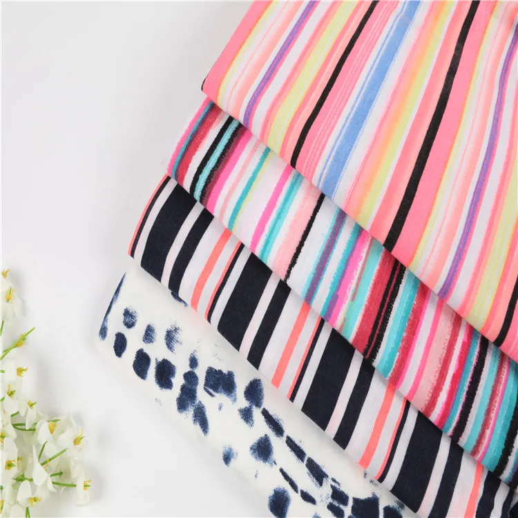 
95%polyester (spun) 5%spandex single jersey printed knitted fabric 160-180gsm 