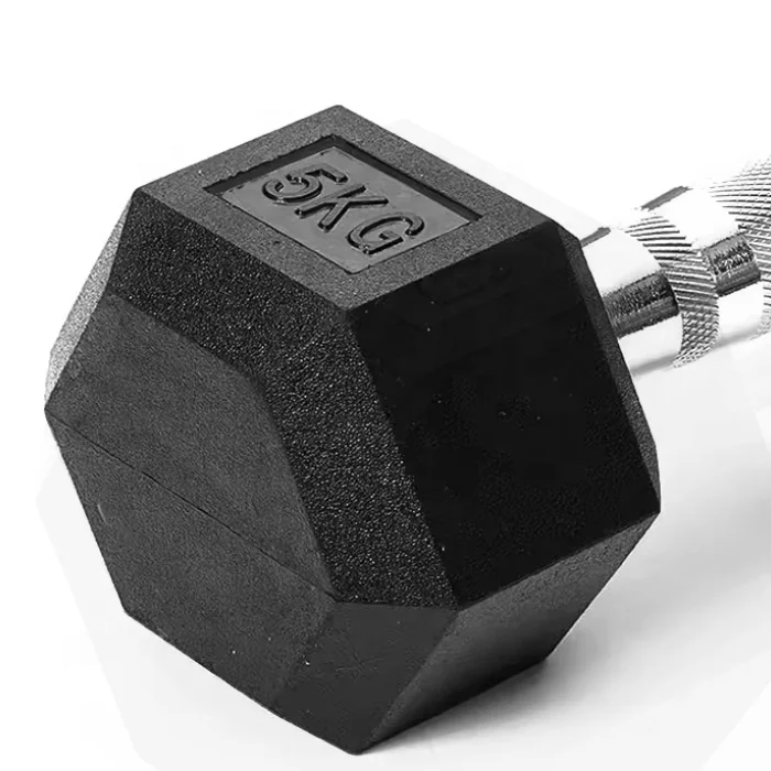 Factory Price Sales Chrome Plated Handle Dumbbell KG LB Gym Weight Lifting Hex Rubber Coated Dumbbell