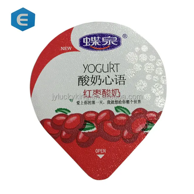 Yogurt cup 95mm pre-die cut embossed heat sealing aluminum foil lid