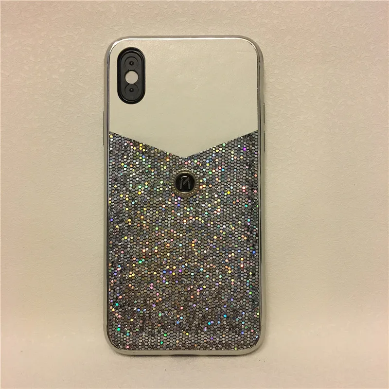 
UNIMOR new arrival 2019 electroplate leather case TPU+PC+PU leather bling bling lady wallet leather phone case with card slot 