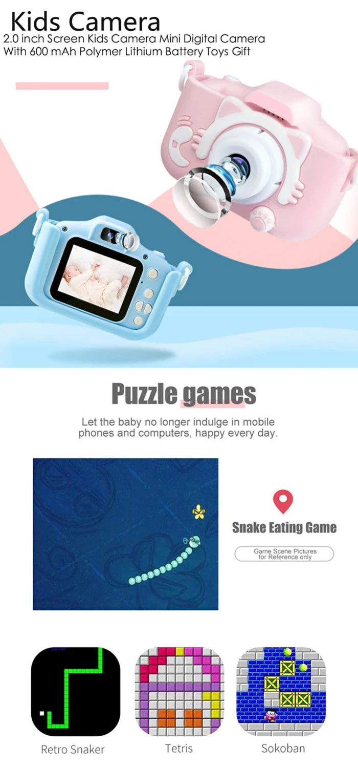 FHD 2 Inch cute design children action camera video recorder dual lens 1080P kids digital camera for Children Gift