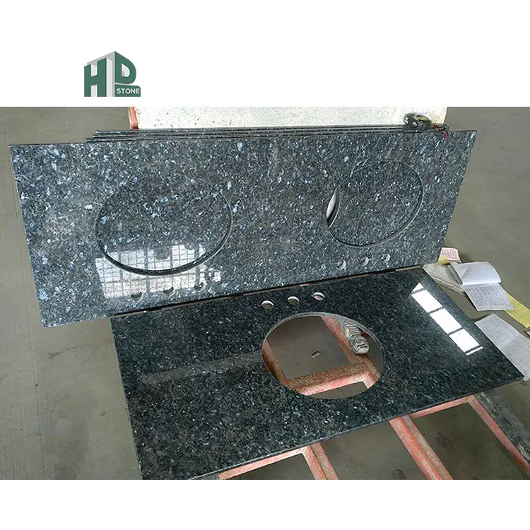 Polishing Blue Pearl Granite Stone Slabs for countertop kitchen